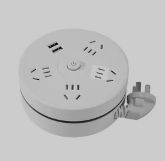 Multiprise ronde avec prises universelles + ports USB