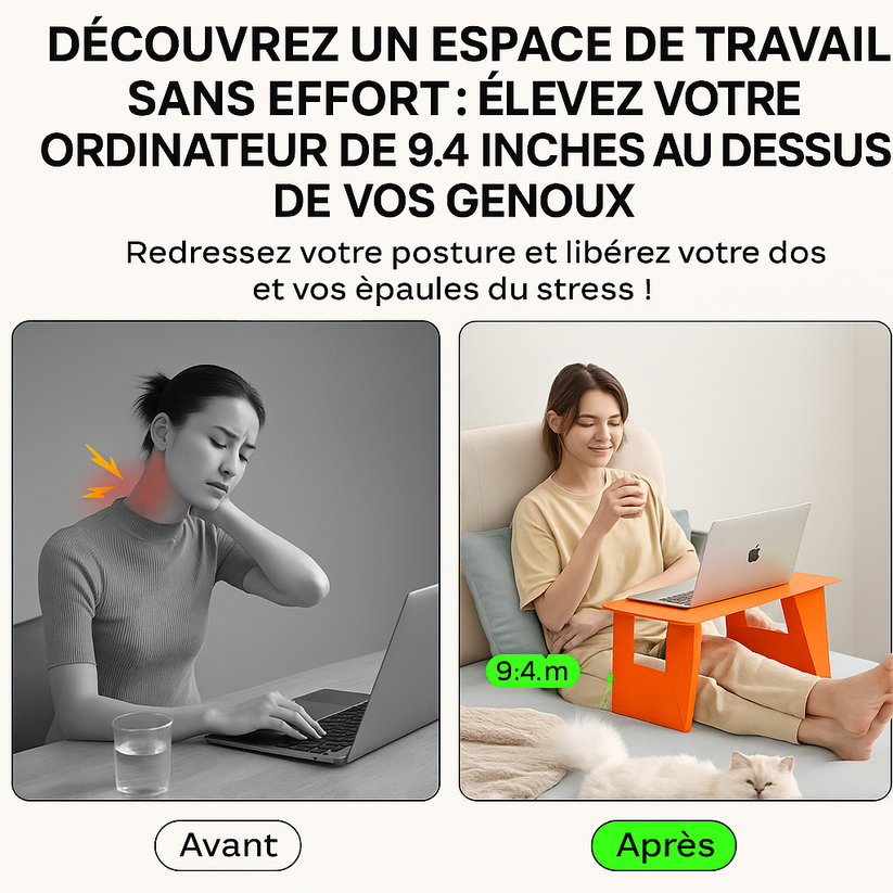 Bureau Pliable en Cuir Premium pour Voiture, Lit & PC Portable