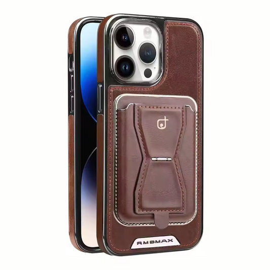 Coque iPhone en cuir de première qualité résistant aux chocs avec blindé privé incassable et chargeur MagSafe.