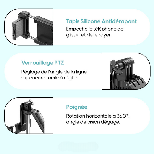 Perche Selfie Sans Fil, Rotation 360° Et Trépied Intégré
