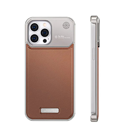 coque iPhone en cuir et en metal
