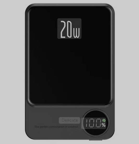 power bank (batterie externe) 20W avec affichage numérique du pourcentage de charge.